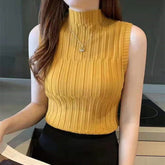 Sleeveless O-Neck Knitted Tank Top